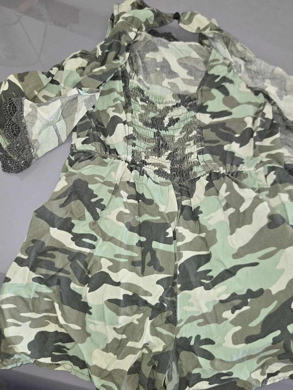 Justice Girls Sz 8 Plus Casual Sleeveless Jumper Green Camouflage Shorts